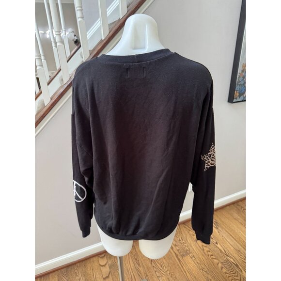 Lauren Moshi Babbs Leopard Tongue Pullover Sweatshirt Black Size XS - Picture 3 of 4